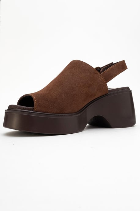 Power Leder Plateau Keilabsatz Sandalen (Women) - Image 3