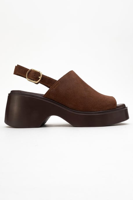 Power Leder Plateau Keilabsatz Sandalen (Women) - Image 4