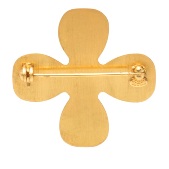 Gebrauchte Cc Goldbeschichtete Strass Kleeblatt Brosche - Image 2