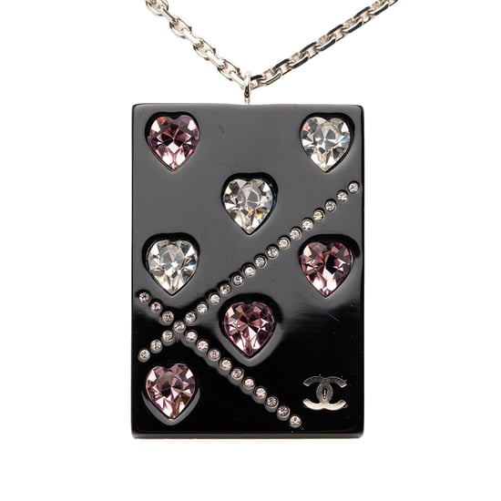 Gebrauchtes Anhänger-Halsband mit Harz-Rhinestones in Herzform - Image 2