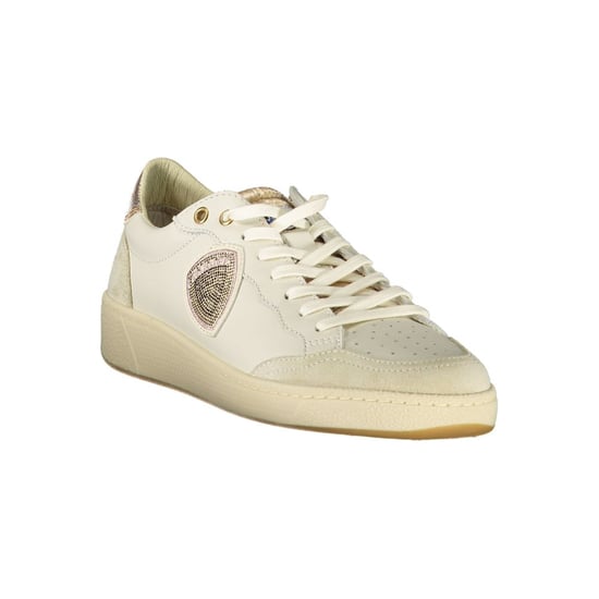 Blauer Weiße Leder Damen Sneaker - Image 2