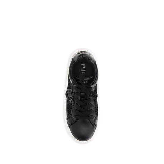PINKO Schwarze Kalbsleder Bos Taurus Plattform-Sneaker - Image 4
