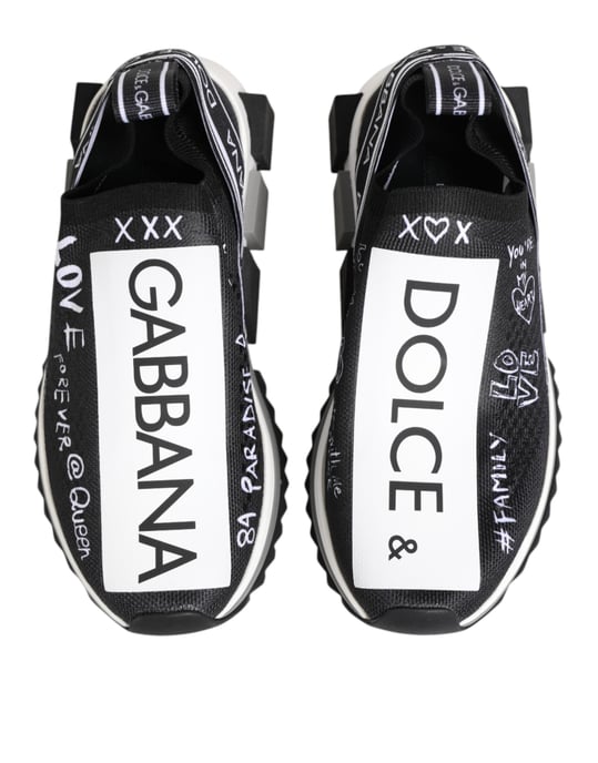 Dolce & Gabbana Schwarz-Weiß Sorrento Niedrigschuh Sneakers - Image 4
