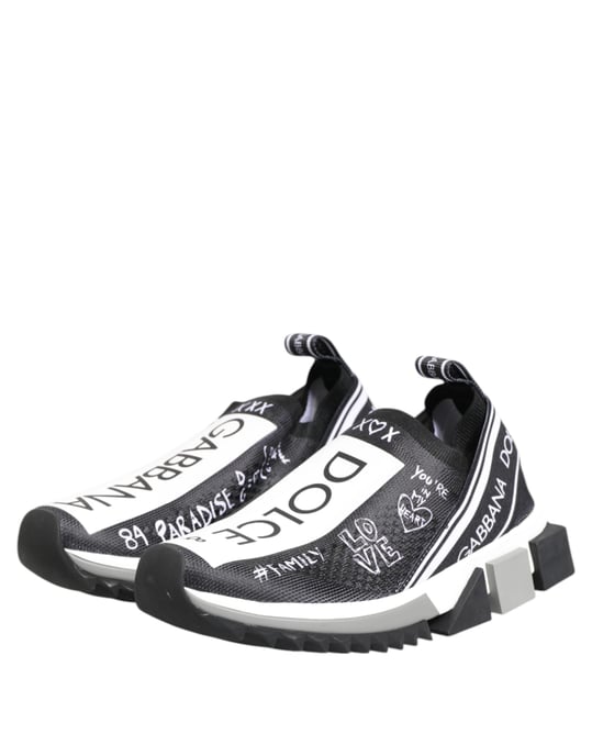 Dolce & Gabbana Schwarz-Weiß Sorrento Niedrigschuh Sneakers - Image 5