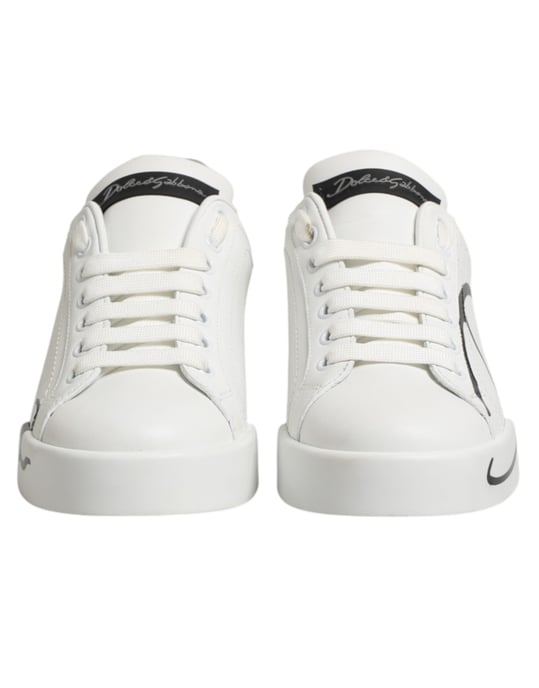 Dolce & Gabbana Weiße Graue Niedrige Leder Sneaker Schuhe - Image 3