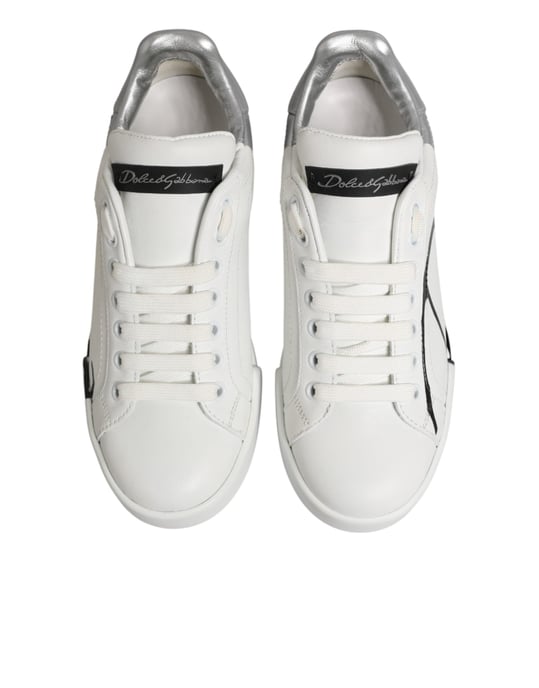 Dolce & Gabbana Weiße Graue Niedrige Leder Sneaker Schuhe - Image 4