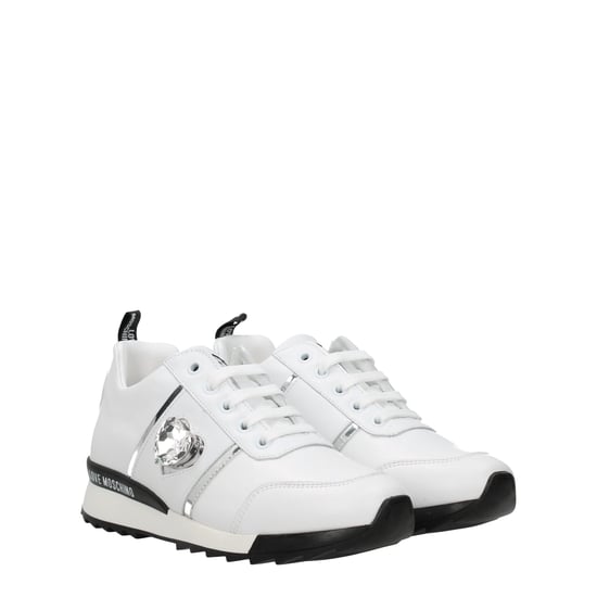 Love Moschino Weiße Leder Low-Top Sneakers - Image 2