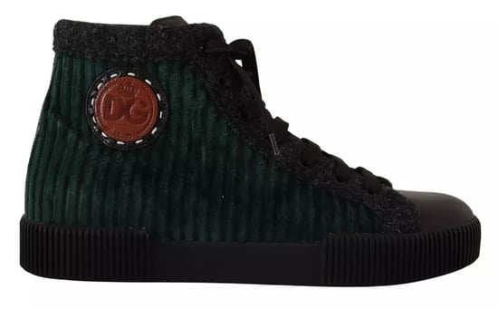 Dolce & Gabbana Grüne Cord-Stretch High-Top Sneaker Herren Freizeit Schuhe - Image 2