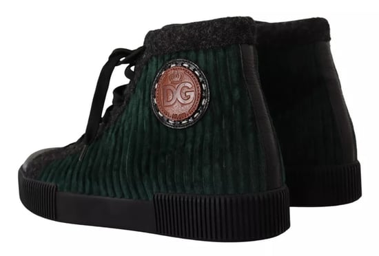 Dolce & Gabbana Grüne Cord-Stretch High-Top Sneaker Herren Freizeit Schuhe - Image 4