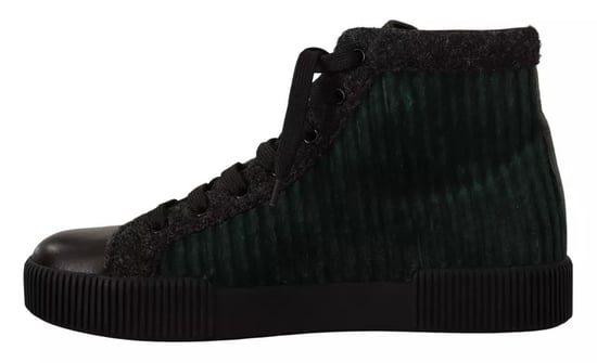 Dolce & Gabbana Grüne Cord-Stretch High-Top Sneaker Herren Freizeit Schuhe - Image 6