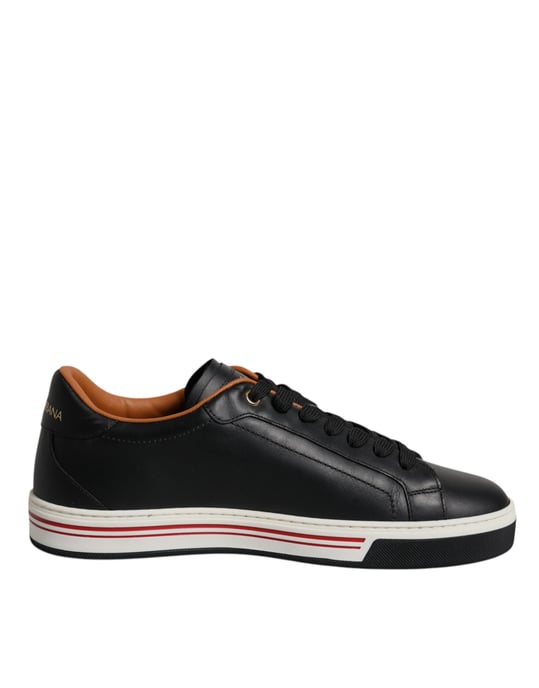 Dolce & Gabbana Schwarze Leder Low Top Herren Sneaker Schuhe - Image 1