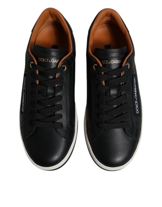 Dolce & Gabbana Schwarze Leder Low Top Herren Sneaker Schuhe - Image 2