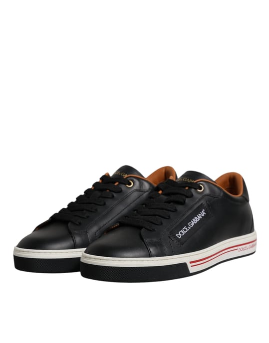 Dolce & Gabbana Schwarze Leder Low Top Herren Sneaker Schuhe - Image 3
