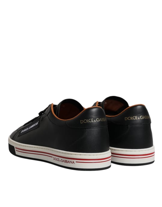 Dolce & Gabbana Schwarze Leder Low Top Herren Sneaker Schuhe - Image 4