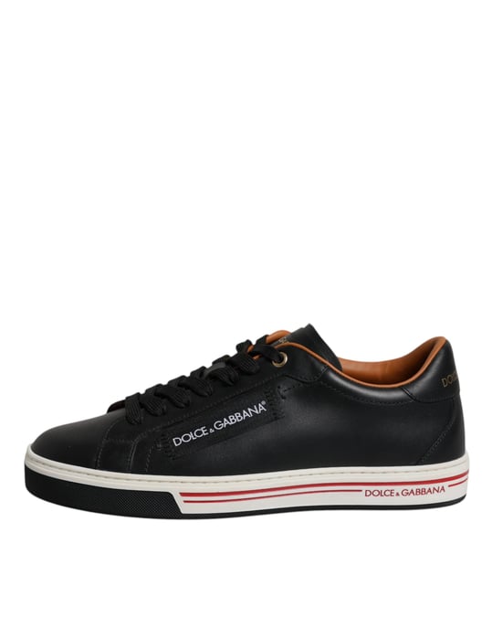 Dolce & Gabbana Schwarze Leder Low Top Herren Sneaker Schuhe - Image 5