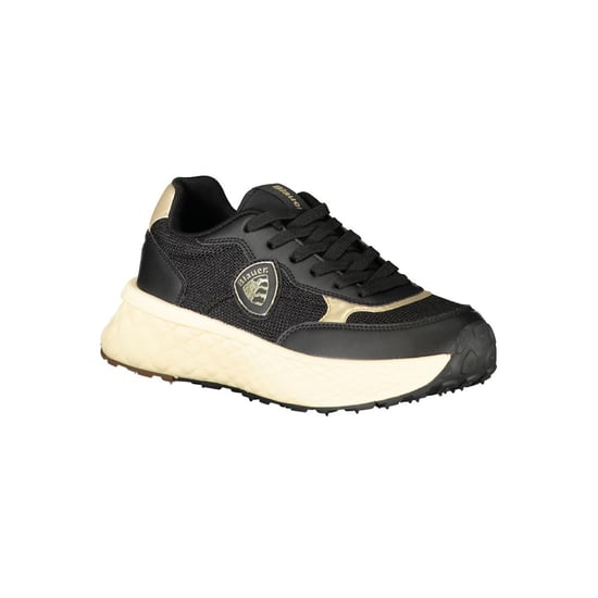 Blauer Schwarze Leder Damen Sneaker - Image 2