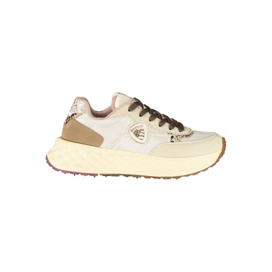 Blauer Beige Leder Damen Sneaker - Image 1