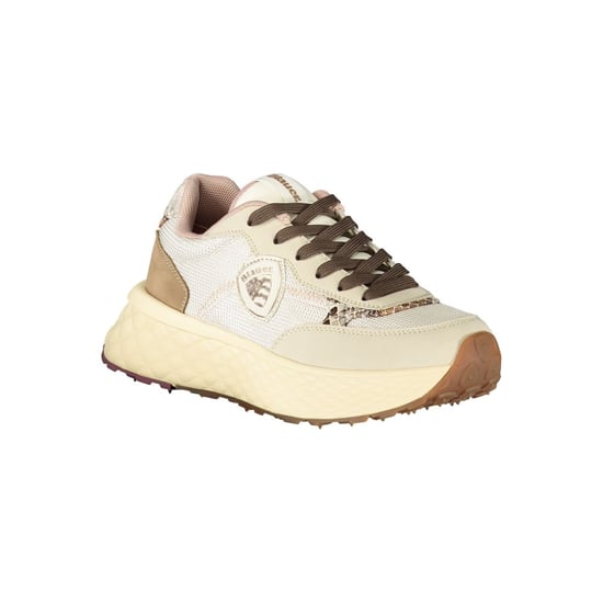 Blauer Beige Leder Damen Sneaker - Image 2