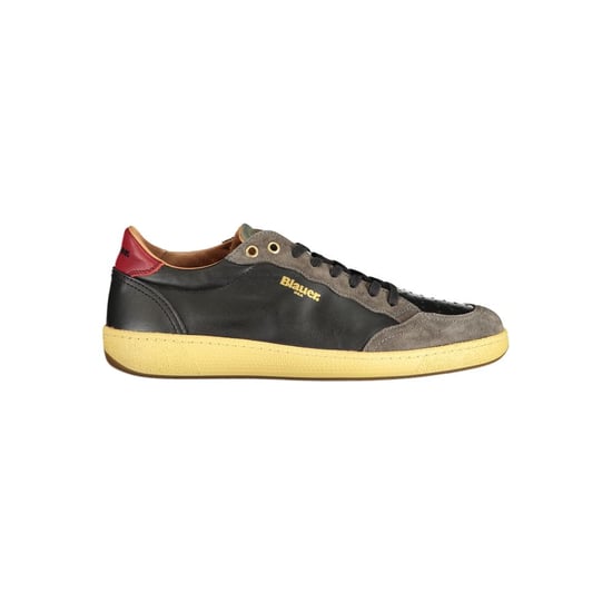 Blauer Schwarze Leder Herren Sneaker - Image 1