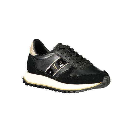 Blauer Schwarze Leder Damen Sneaker - Image 2