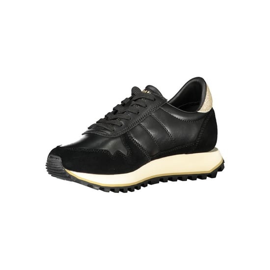 Blauer Schwarze Leder Damen Sneaker - Image 3