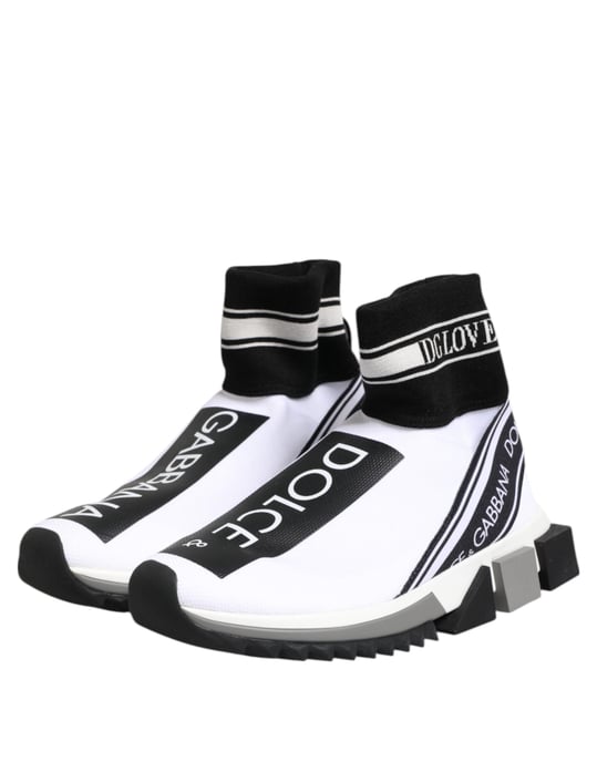 Dolce & Gabbana Weiße Schwarze Sorrento Socken Sneaker Schuhe - Image 5