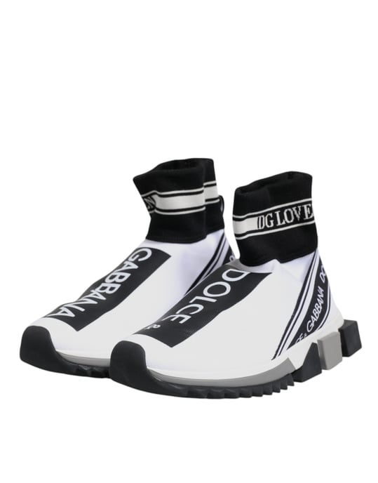 Dolce & Gabbana Weiße Schwarze Sorrento Socken Sneakers Schuhe - Image 4