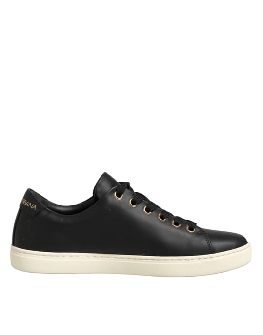 Dolce & Gabbana Schwarze Leder Sneakers mit Heiligem Herz - Image 1