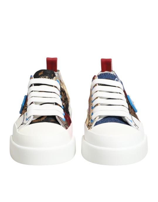 Dolce & Gabbana Mehrfarbige Patchwork Low Top Sneakers Schuhe - Image 3
