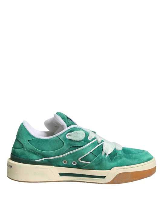 Dolce & Gabbana Grüne Wildleder Neue Roma Niedrigschnitt Sneaker Schuhe - Image 2