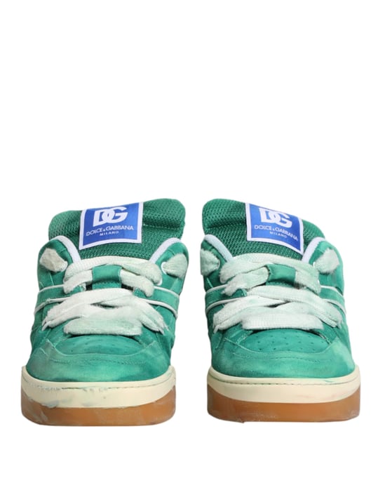 Dolce & Gabbana Grüne Wildleder Neue Roma Niedrigschnitt Sneaker Schuhe - Image 3