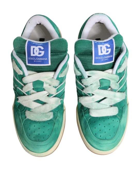 Dolce & Gabbana Grüne Wildleder Neue Roma Niedrigschnitt Sneaker Schuhe - Image 4
