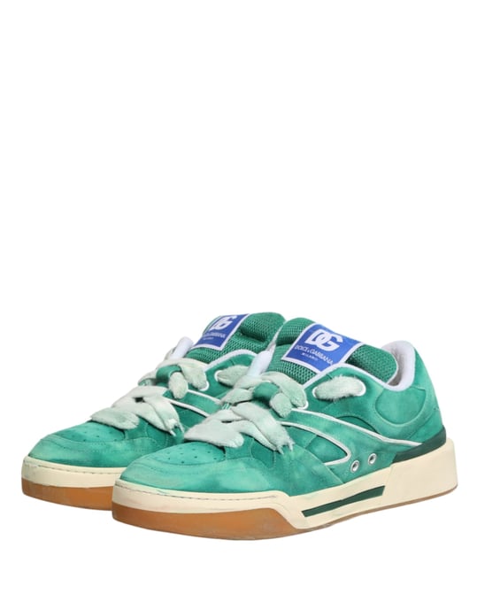 Dolce & Gabbana Grüne Wildleder Neue Roma Niedrigschnitt Sneaker Schuhe - Image 5