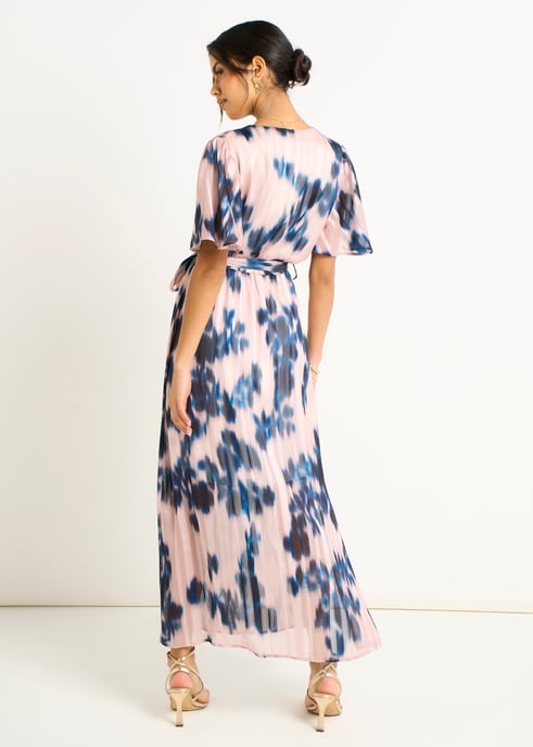 Champagnerfarbener Fleck Tierprint Wickel-Midikleid - Image 4