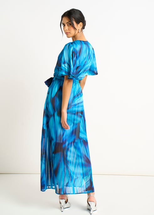 Blaues Wickel-Midikleid mit Färbungsmuster - Image 4