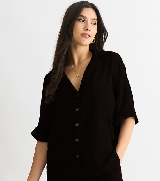 Schwarzes Air Flow Shirt in Übergröße - Image 2