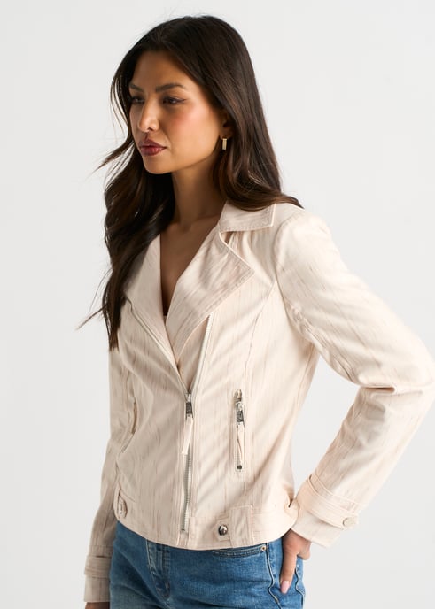 Beige Cord Biker Zip Up Jacke - Image 3