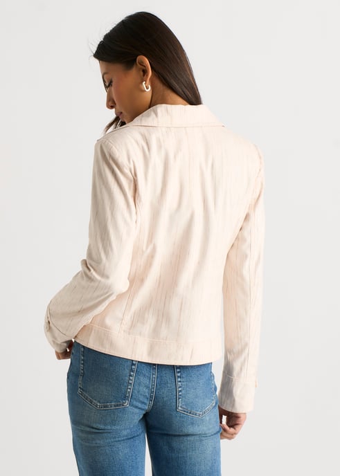 Beige Cord Biker Zip Up Jacke - Image 4