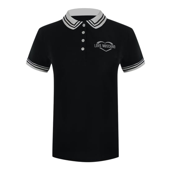 Schwarzes Poloshirt Mit Moschino-logo In Silber - Image 1