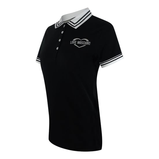 Schwarzes Poloshirt Mit Moschino-logo In Silber - Image 2