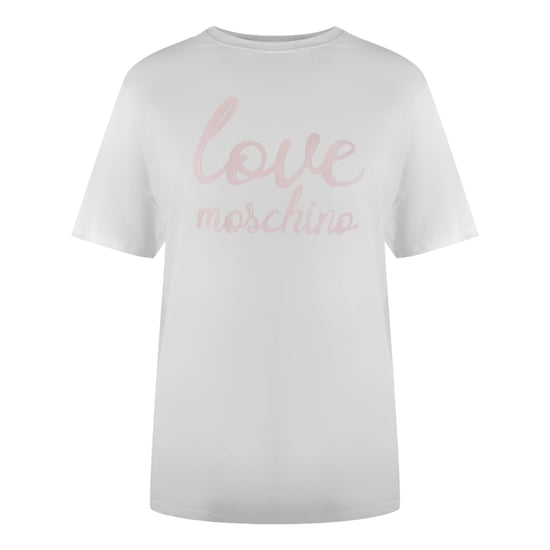 Moschino T-shirt Mit Auffälligem Pinkfarbenem Logo - Image 1