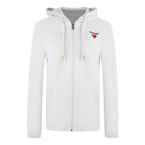 Love Moschino Kapuzenpullover Mit Kleinem, Auffälligem Herzlogo, Weiß, Mit Reißverschluss - Image 1