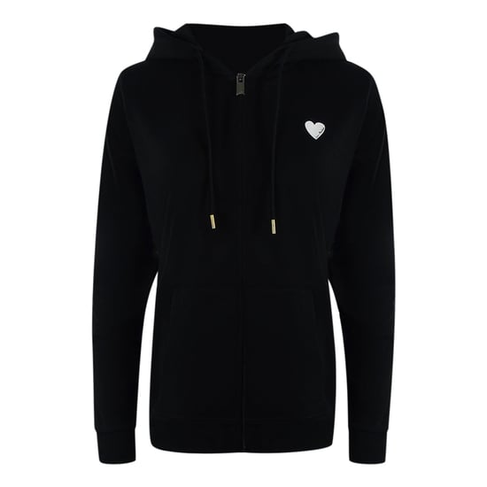 Love Moschino Kapuzenpullover Mit Kleinem Weißen Herzlogo, Schwarz, Mit Reißverschluss - Image 1