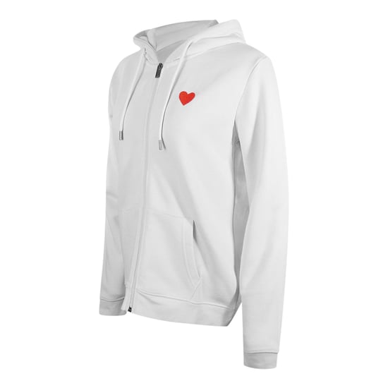 Love Moschino Kapuzenpullover Mit Kleinem Roten Herzlogo Und Reißverschluss, Weiß - Image 2