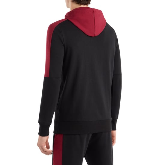 Umbro - "Terrace" Kapuzenpullover mit halbem Reißverschluss für Herren (Schwarz/Tibetisches Rot) - Image 2