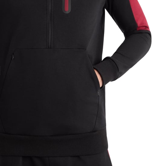 Umbro - "Terrace" Kapuzenpullover mit halbem Reißverschluss für Herren (Schwarz/Tibetisches Rot) - Image 4