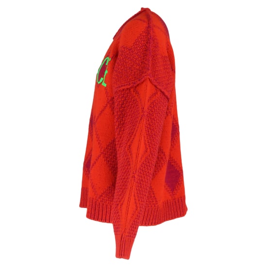 Versace Logo Argyle Pullover aus roter Wolle - Image 2