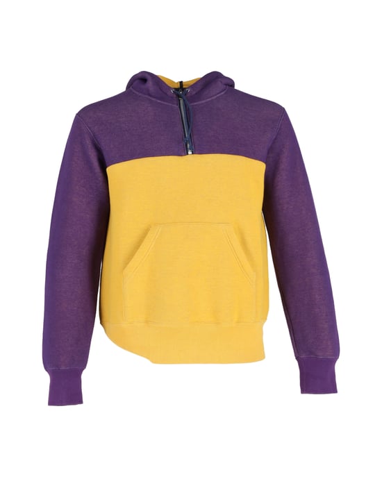Sacai Colorblock Kapuzenpullover aus lila und gelber Baumwolle - Image 1