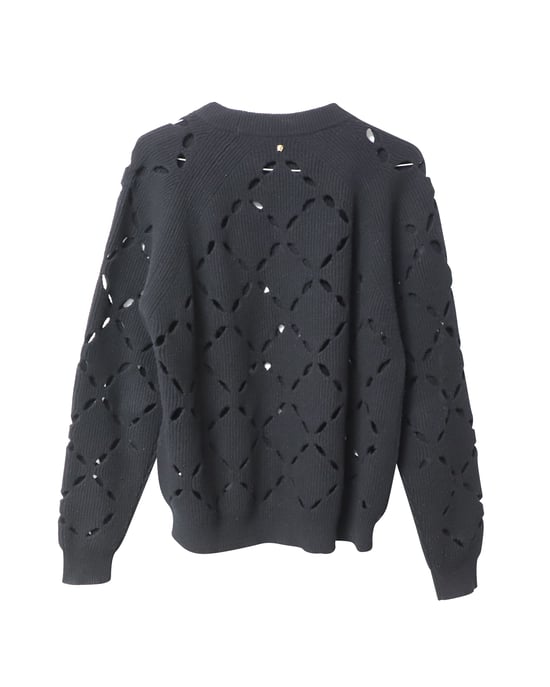 Versace Pullover mit Laserausschnitt aus schwarzer Wolle - Image 2