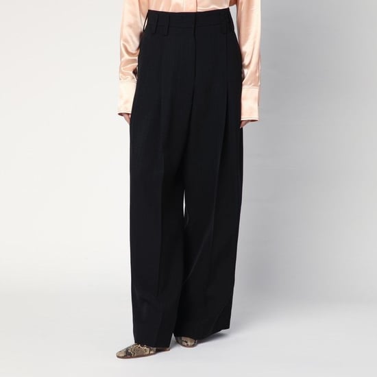 Breite schwarze Hose aus Seidenmischung - Image 1